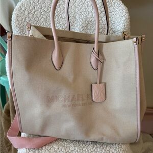 Michael Kors Cream and Pink Tote